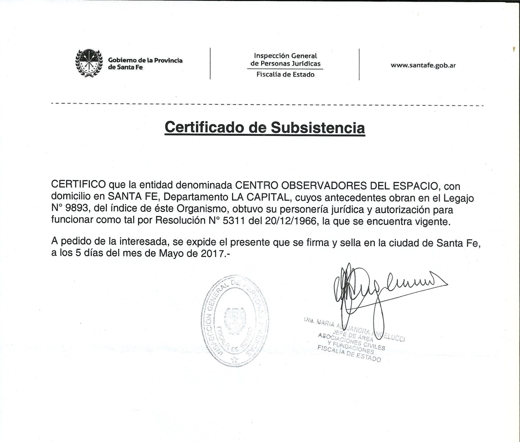 certificado de subsistencia