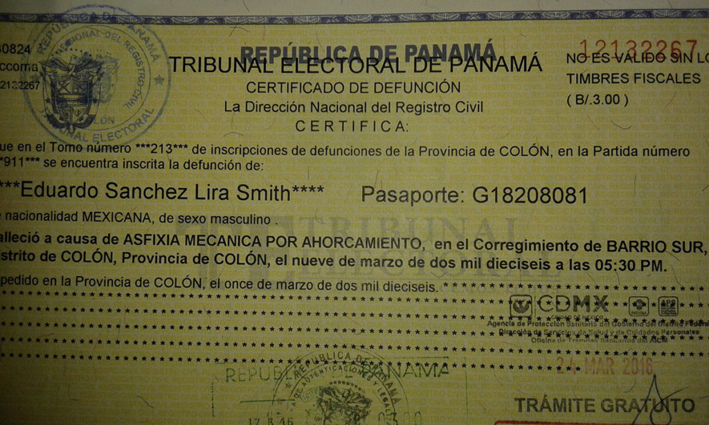 certificado de defuncion panama